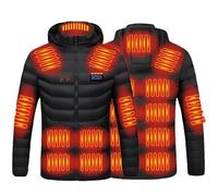 Veste Chauffante Femme Manteau Chauffant Homme à Capuche Manches Longues Hiver Chaud Chargement USB Chauffe-Body éLectrique Vestes Chauffantes avec 3 Niveaux de Chauffage et 9/11/15/17/19/21/26 Zones