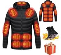 Veste Chauffante Femme Manteau Chauffant Homme à Capuche Manches Longues Hiver Chaud Chargement USB Chauffe-Body éLectrique Vestes Chauffantes avec 3 Niveaux de Chauffage et 9/11/15/17/19/21/26 Zones