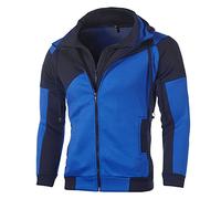 Veste Chauffante Homme Capuche Zippé Pulls, Gilets et Sweats Homme Veste Travail Militaire Polaire Hommes Blousons Coupe Vent Pas Cher Léger Hoodie Parka Marque Automne Halloween Bleu XL