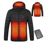 Veste Chauffante Homme et Femme - Blouson Chauffant USB Électrique avec Batterie 10000mAh, 5 Zones Chauffantes & 3 Niveaux de Température - Manteau Doudoune à Capuche pour Hiver et Moto
