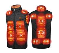 Veste Chauffante Homme Femme, Gilet Chauffant Moto avec 3 Niveaux de Chauffage 13 Zones de Chauffé, Doudoune Chauffante sans Manche (sans Powerbank)(Black,S)