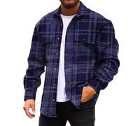 Veste Chauffante Homme Hiver Automne Légère Chaude Trekking Sport Extérieur Blouson Multi Poches Surchemise Manche Longue Vintage imprimée à Carreaux Boutons Mantea Revers e mi Saison Top de Travail