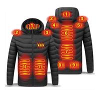 Veste Chauffante Homme Manteau Chauffant à Capuche Manches Longues Hiver Chaud Chargement USB Chauffe-Body éLectrique Vestes Chauffantes avec 8/9/11/15/17/19/21/26 Zones Doudoune Blouson de Randonnée
