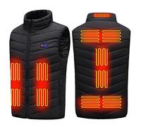 Veste Chauffante Homme sans avec Batterie Incluse USB Veste Chauffante Femme Zippé Polaire Doudoune sans Manche Gilet Hiver Chaude Manteau Moto Chasse Saharienne Pas Cher Noir 5XL