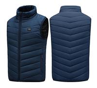 Veste chauffante Homme Veste Polaire Femme Vêtements Chauffants Femmes Chemisier Chauffant Veste Chaud Léger Doudoune Sans Manche,Gilet avec 2 Feuilles de Fhaleur en Plein air Camping (Blue-a, XXXXL)
