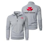 Veste Chauffante Homme Zippé Massey fergus.on, Blouson de Sport Léger Col Montant, Coupe-Vent Décontracté avec Poche, Chaud(Grey,L)