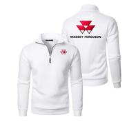 Veste Chauffante Homme Zippé Massey fergus.on, Blouson de Sport Léger Col Montant, Coupe-Vent Décontracté avec Poche, Chaud(White,XXL)