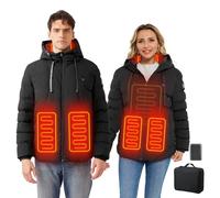 Veste chauffante pour femmes et hommes, veste chaude avec batterie, imperméable et coupe-vent, veste d'hiver avec 3 niveaux de température pour la randonnée en plein air, le ski et le camping.