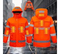 Veste Chauffante Pour Hommes Et Femmes, 8 Zones De Chauffage Et 3 Niveaux De Température Réglables, Veste De Cyclisme Haute Visibilité, Manteau Chauffant, Veste De Sécurité(Orange,4XL)