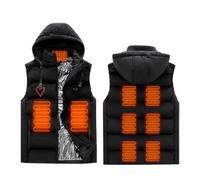 Veste Chauffante USB Homme imprimée avec thermographie ECG à double commande, Doudoune Manteau Chauffant à fermeture à glissière avec capuche, sans manches, pour Ski Pêche Randonnée Plein Air