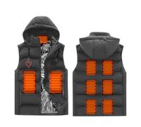 Veste Chauffante USB Homme imprimée avec thermographie ECG à double commande, Doudoune Manteau Chauffant à fermeture à glissière avec capuche, sans manches, pour Ski Pêche Randonnée Plein Air