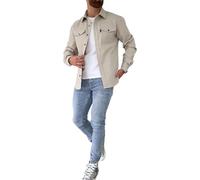 Veste chemise boutonnée pour hommes, manteau de travail en coton, surchemise boutonnée, coupe ajustée à manches longues pour hommes (Light apricot,XL)