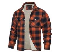 Veste Chemise en Flanelle À Carreaux Polaire Doublée Sherpa À Manches Longues pour Hommes, Chemise Boutonnée Chemise en Flanelle Chemise À Carreaux en Coton Bûcheron Manteau De Travail Épais d'hiver