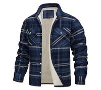 Veste Chemise en Flanelle À Carreaux Polaire Doublée Sherpa pour Hommes, Chemise Boutonnée À Manches Longues Chemise en Flanelle Chemise À Carreaux en Coton Bûcheron Manteau De Travail Épais d'hiver