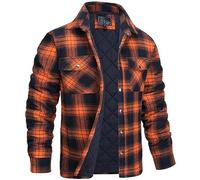 Veste Chemise en Flanelle Doublée Matelassée À Carreaux pour Hommes, Chemise Boutonnée À Manches Longues Chemise À Carreaux en Flanelle De Coton Shacket Bûcheron Chaud Western Automne Hiver Chemise