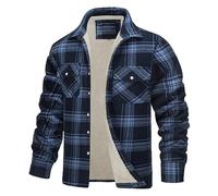 Veste Chemise En Flanelle Polaire Doublée Sherpa À Carreaux Pour Hommes, Chemise Boutonnée À Manches Longues Chemise En Flanelle Chemise À Carreaux En Coton Bûcheron Manteau De Travail Épais D'hiver