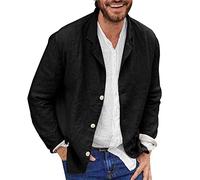 Veste Chemise Homme Manches Longues, Blouse de Travail Homme été,Tee Shirt Grande Taille Couleur Pure Cardigan Casual Haut Comfort Base Plage Classique Col Mao Ample Chemise Bouton Coton Lin Top