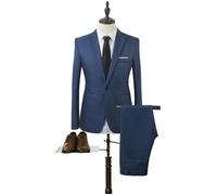 (Veste+Chemise+Pantalon)Costume Homme Marque Luxe Manteau Homme Blazer Hommes de Pour Blouson VêTements Masculin FBC92A Bleu XL
