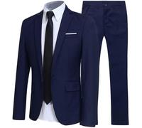(Veste+Chemise+Pantalon+Cravate)Costume Homme Marque Luxe Manteau Homme Blazer Hommes de Pour Blouson FBC93A Bleu Marin M