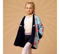 Veste Chinoise Réversible Fleurie Kim Bleu Marine Bleu Turquoise 9/10A