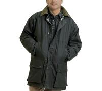 Veste cirée rembourrée classique à manches longues et fermeture éclair pour homme, vert olive, L