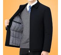 Veste classique à revers pour homme avec manches longues, parka chaude et épaisse pour une couverture coupe-vent dans les scénarios quotidiens ou de bureau (L bouton noir)