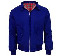 Veste classique Harrington pour homme - Style rétro des années 70 - Avec fermeture éclair, bleu royal, Large