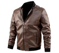 Veste Col Mao Homme Hiver Blouson Moto Cuir - Jacket Homme Classique Hiver Chaud Minimaliste Doublure Confortable Zippé LéGer Coupe-Vent ÉLéGant Couleur Unie ExtéRieur Quotidien