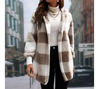 Veste confortable pour femmes, à capuche, poignets côtelés, jacquard en forme de S, en tissu polaire double face. Vêtements d'hiver pour sorties, tenue de bureau décontractée, tenue occidentale pour f