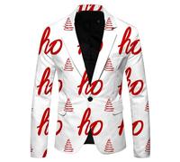 Veste Costume Homme Blazer à Imprimé Lettres Drôles de Noël avec un Bouton Unique et une Coupe Adjustée pour un Style Décontracté et Humoristique(XXL)