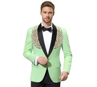 Veste Costume Homme Carnaval Blazer Homme Veste Rouge Déguisement Disco Queue De Pie Tenue Africaine Blouson Velours Japonaise Dorée Deguisement Paillette Paillettes Cotele Serpent Mexicain XS Bleu