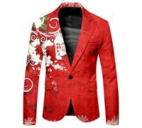 Veste Costume Homme - Veste de Costume élégante pour Homme à Manches Longues inspirée par l' Festif de Noël