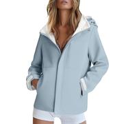 Veste coupe-vent à capuche pour femme - Fermeture éclair intégrale - Poignets réglables - Manteau d'alpinisme, 1A-Bleu clair, XL