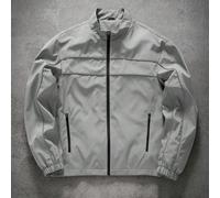 Veste coupe-vent à col montant zippée, style mode de rue décontractée pour hommes, veste techwear grise à manches longues L,M,S,XL,XSTout ImpriméTissu tissé