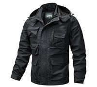 Veste coupe-vent d'extérieur décontractée pour homme avec manches amovibles, plusieurs poches, séchage rapide, pour tactique, escalade, camping, plein air, gilet de pêche, photographie, Noir , 3XL