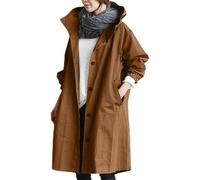 Veste Coupe Vent Femme Capuche, Manteau Cape Femme Slim Couleur Unie Mi-Longue À Manches Longues Revers Ample Décontracté Classique Transition Léger Jacket Confortable Blouson Cardigan Sport Haut