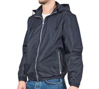 Veste Coupe Vent Homme Femme avec Détails Réfléchissants - Veste Cape de Pluie Imperméable Mi Saison pour Fille Garçon - Windbreaker avec Capuche Résistant Léger pour Sports de Plein Air (XL, Bleu)