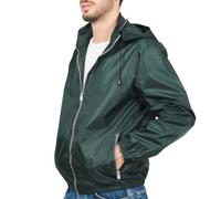 Veste Coupe Vent Homme Femme avec Détails Réfléchissants - Veste Cape de Pluie Imperméable Mi Saison pour Fille Garçon - Windbreaker avec Capuche Résistant Léger pour Sports de Plein Air (L, Vert)