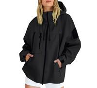 Veste Coupe Vent Imperméable Femme Grande Taille, Veste De Sport Femme Zip, Trench Unisexe Décontracté Manteau avec Capuche Et Poche 2025 Nouveau Manteaux De Travail Survêtement Couple Trench