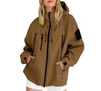 Veste Coupe Vent Imperméable Femme Grande Taille, Veste De Sport Femme Zip, Trench Unisexe Décontracté Manteau avec Capuche Et Poche 2025 Nouveau Manteaux De Travail Survêtement Couple Trench