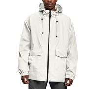 Veste coupe-vent pour homme avec cordon de serrage, manches longues, fermeture éclair intégrale, couleur unie, manteau coupe-vent surdimensionné, manteau de pluie basique léger avec poches, veste de