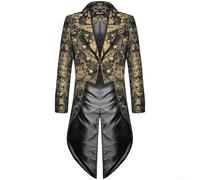 Veste coupe-vent punk steampunk pour homme avec queue-de-morue de style gothique et manches longues, convient pour le temps froid (L doré)