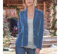 Veste courte décontractée en velours tendance pour femme de couleur unie, parfaite pour les vacances, la maison ou au quotidien tout au long de l'année (L bleu clair)