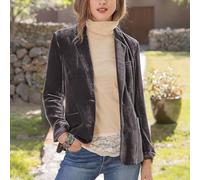 Veste courte décontractée en velours tendance pour femme de couleur unie, parfaite pour les vacances, la maison ou au quotidien tout au long de l'année (XL kaki)