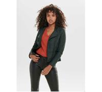 Veste courte en simili daim noir - ONLY - Femme - Poches zippées - Col avec boutons-pression 36