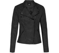 Veste courte en simili daim noir - ONLY - Femme - Poches zippées - Col avec boutons-pression XL