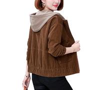 Veste Courte Femme Automne Et Hiver Plus éPaississement en Velours Nouvelle Veste Courte en Velours CôTelé DéContractéE Et Polyvalente Dames