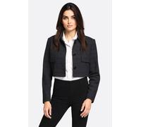 Veste courte noire en tweed à doublure satinée - L