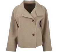 Veste courte pour femme avec col montant élégante à une seule boutonnage à manches longues pour le bureau, la vie quotidienne, le printemps, noir, gris, bleu, kaki, S à 2XL (M kaki)