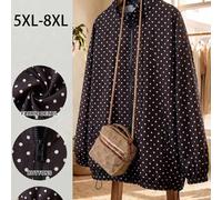 Veste courte zippée à pois grande taille, légère, décontractée, parfaite pour, Hiver 2026 22W 5XL,6XL,7XL,8XLImprimés aléatoiresTissu tissé